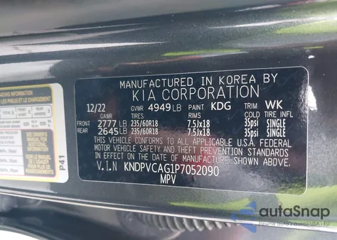 2023 Kia Sportage Hybrid Ex z USA, uszkodzony, nr VIN KNDPVCAG1P7052090